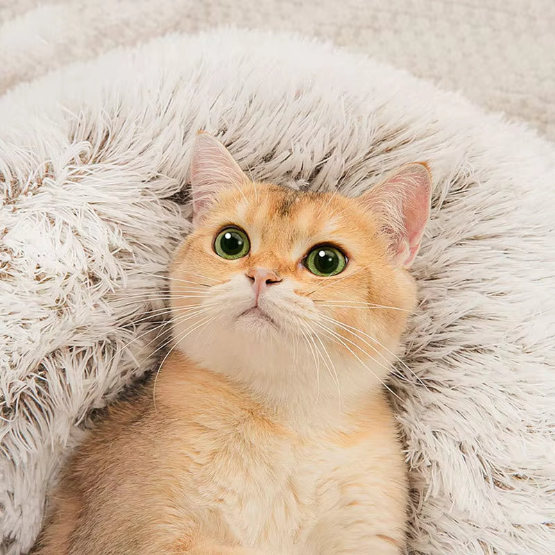Winter Plush Cat Bed - Round Warm Nest