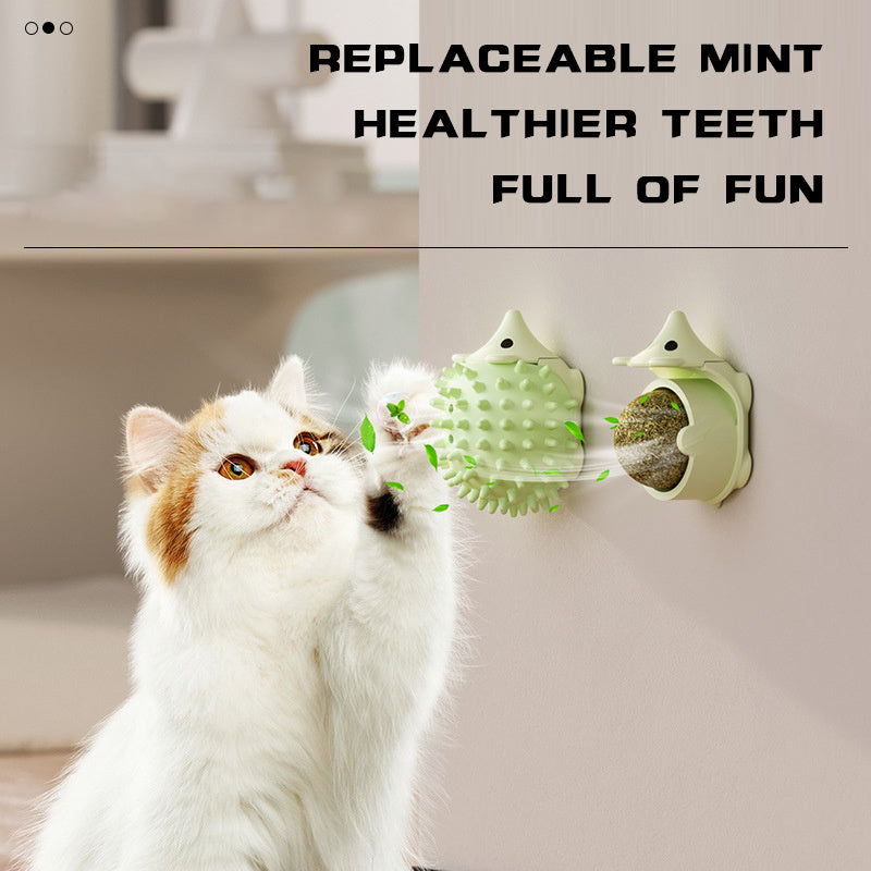 Wall-Mounted Cat Self-Groomer - Corner Massage Brush & Face Scratcher