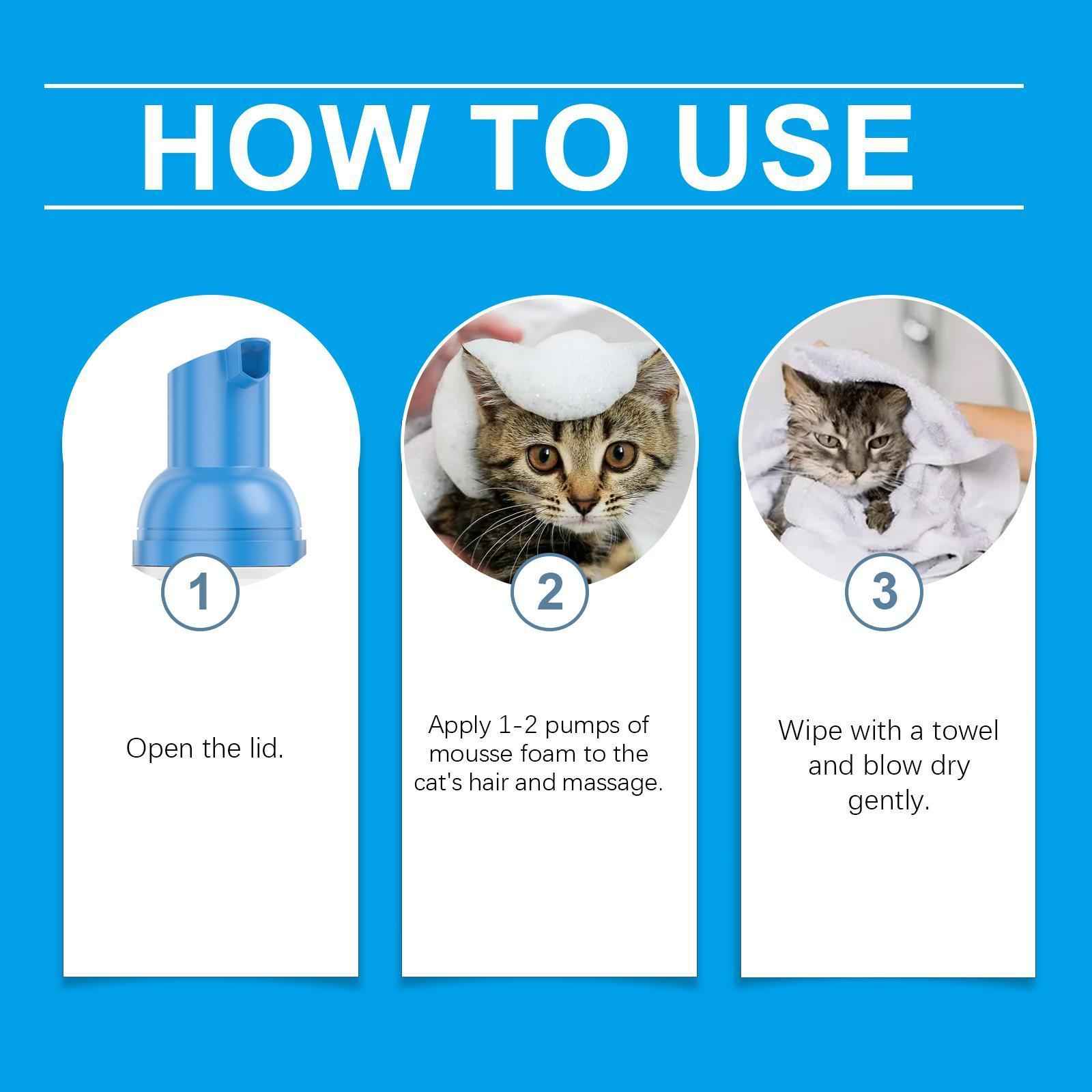 Waterless Cat Shampoo Mousse - No-Rinse Cleaning Foam - Purrfect Pet Haven