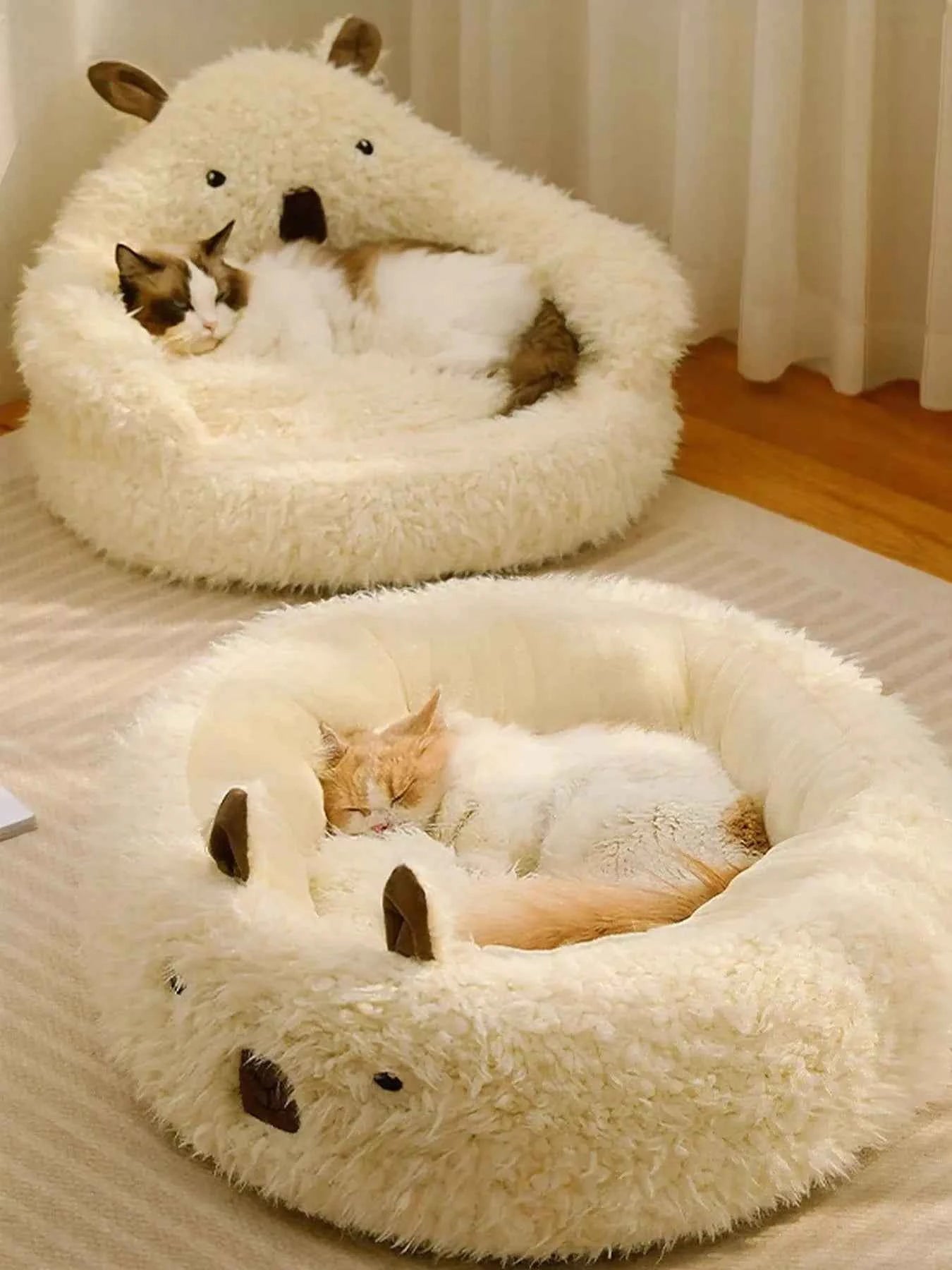 Cozy Bear-Shaped Plush Pet Nest