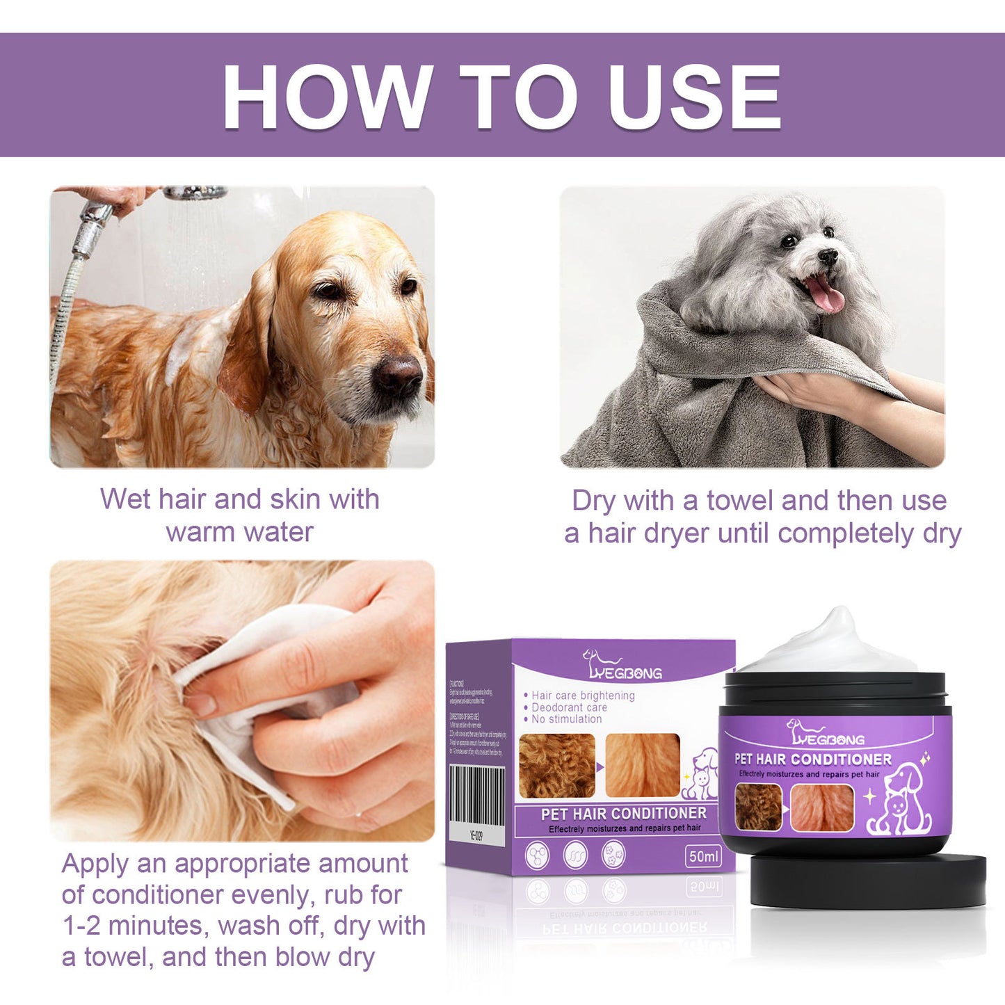 Pet Hair Cleaning And Care, Fluffy And Smooth Without Tangling, Pet Hair Care Cream
