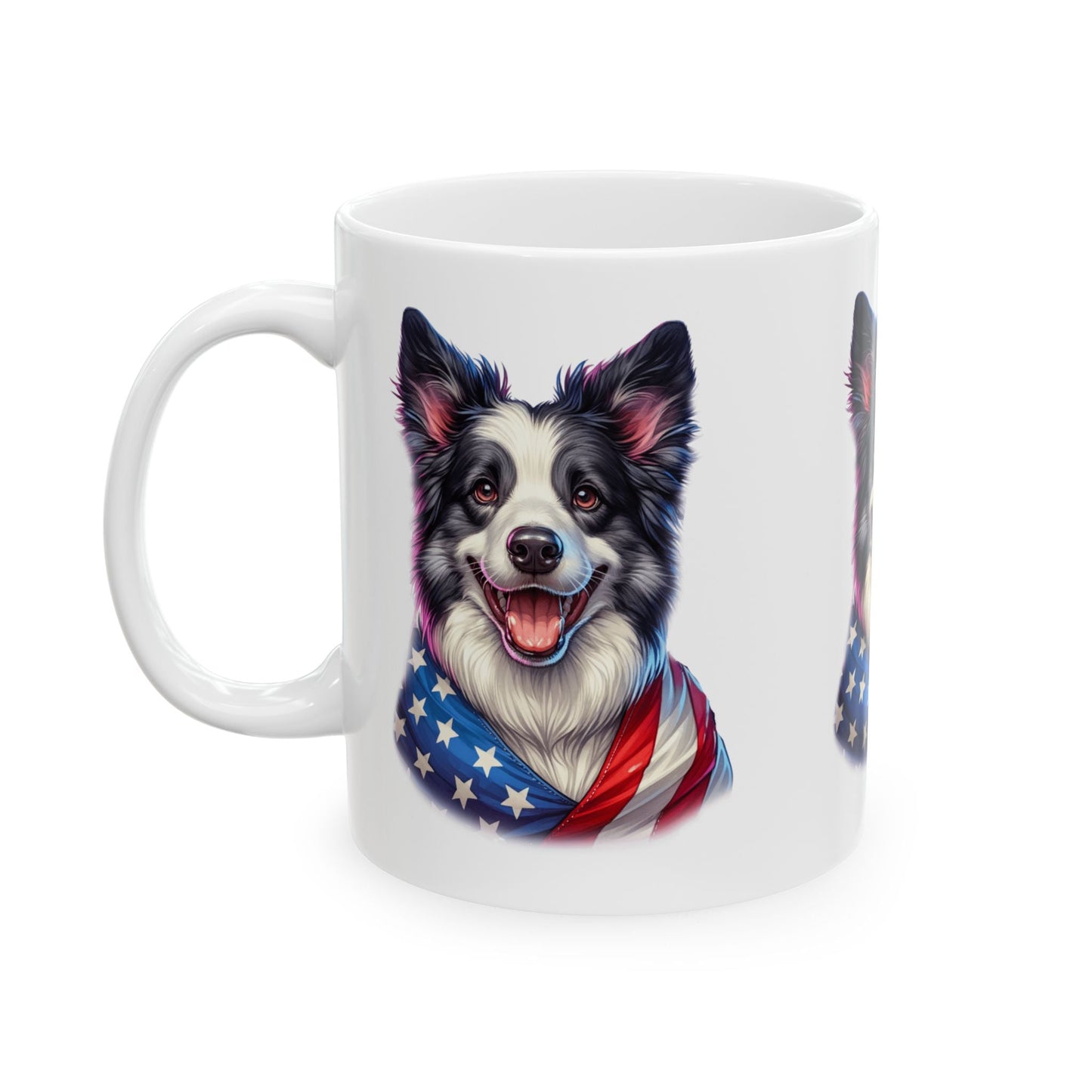 Border Collie Patriotic Dog Ceramic Mug - 11oz & 15oz | Purrfect Pet Haven
