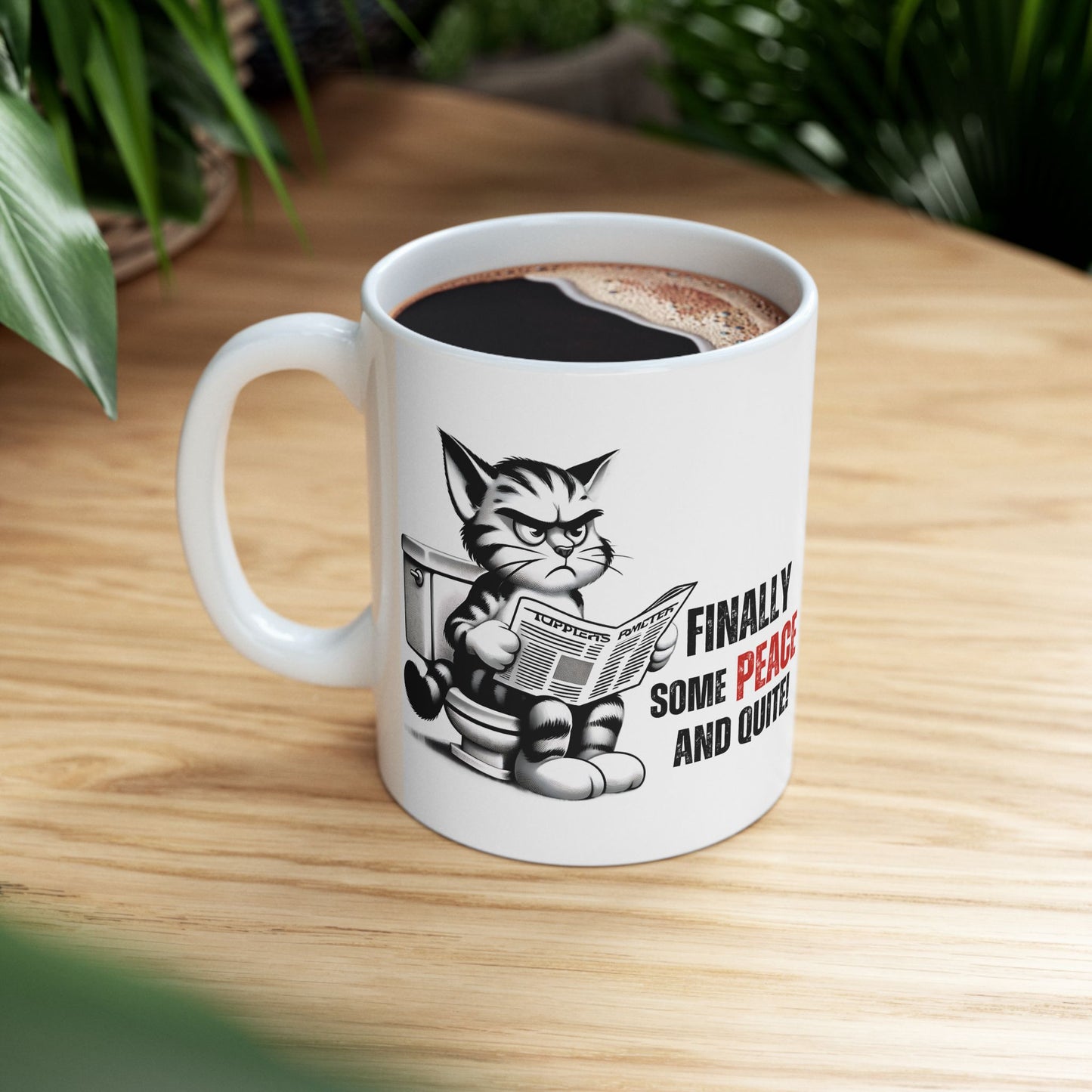 Funny Cat Ceramic Mug – "Finally Some Peace and Quiet!" – Perfect Gift for Cat Lovers | Purrfect Pet Haven