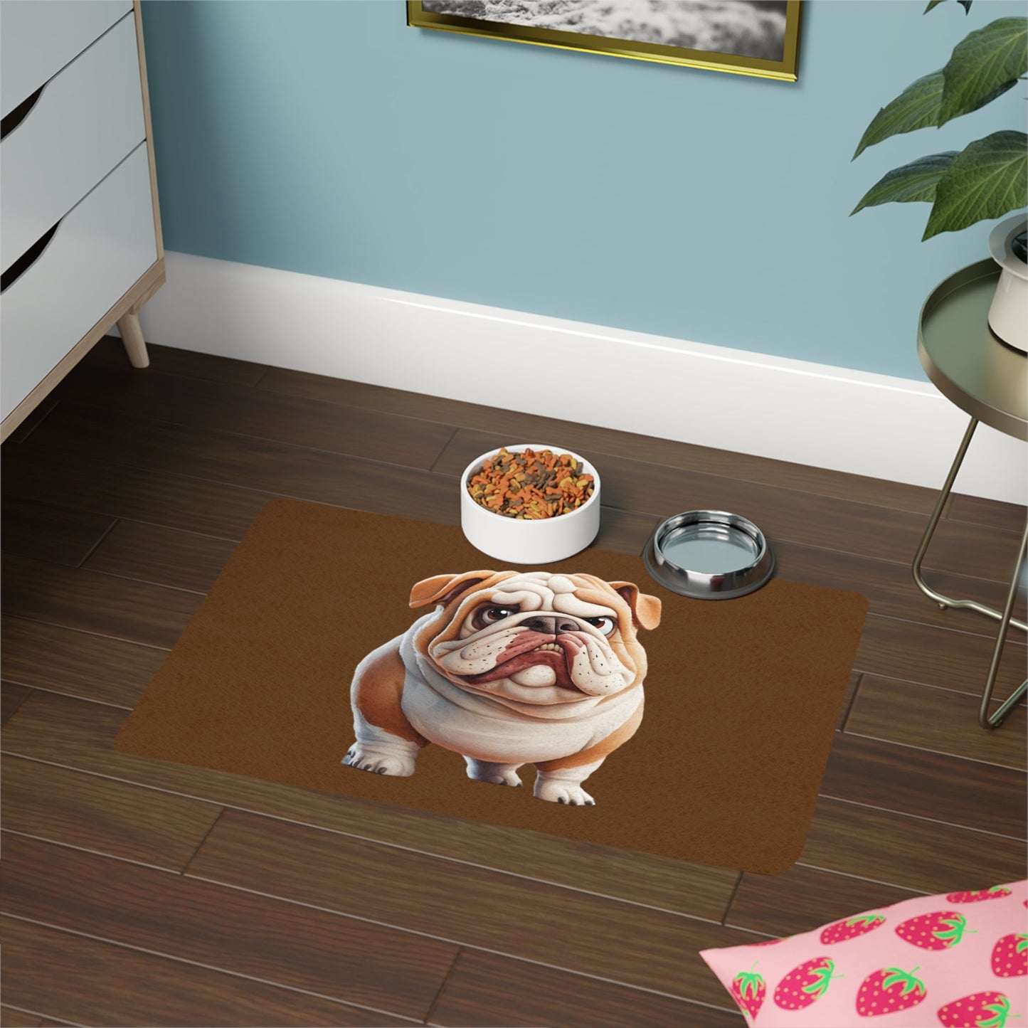 Adorable Bulldog Pet Food Mat - Non-Slip Feeding Mat for Dogs | Purrfect Pet Haven