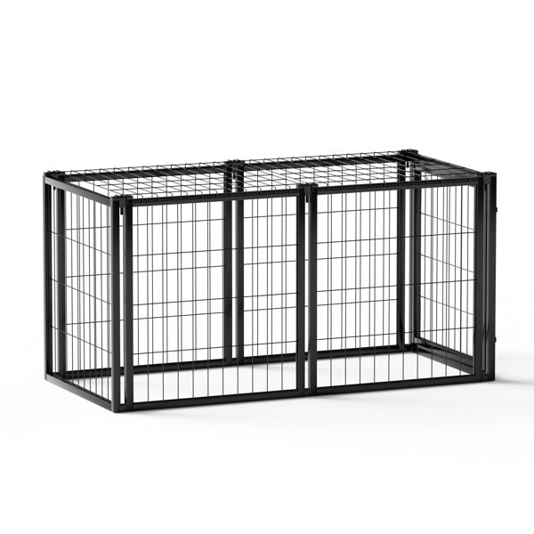 Black Iron 48 Inch Wide Front or Side Door Access Indoor Dog Cage
