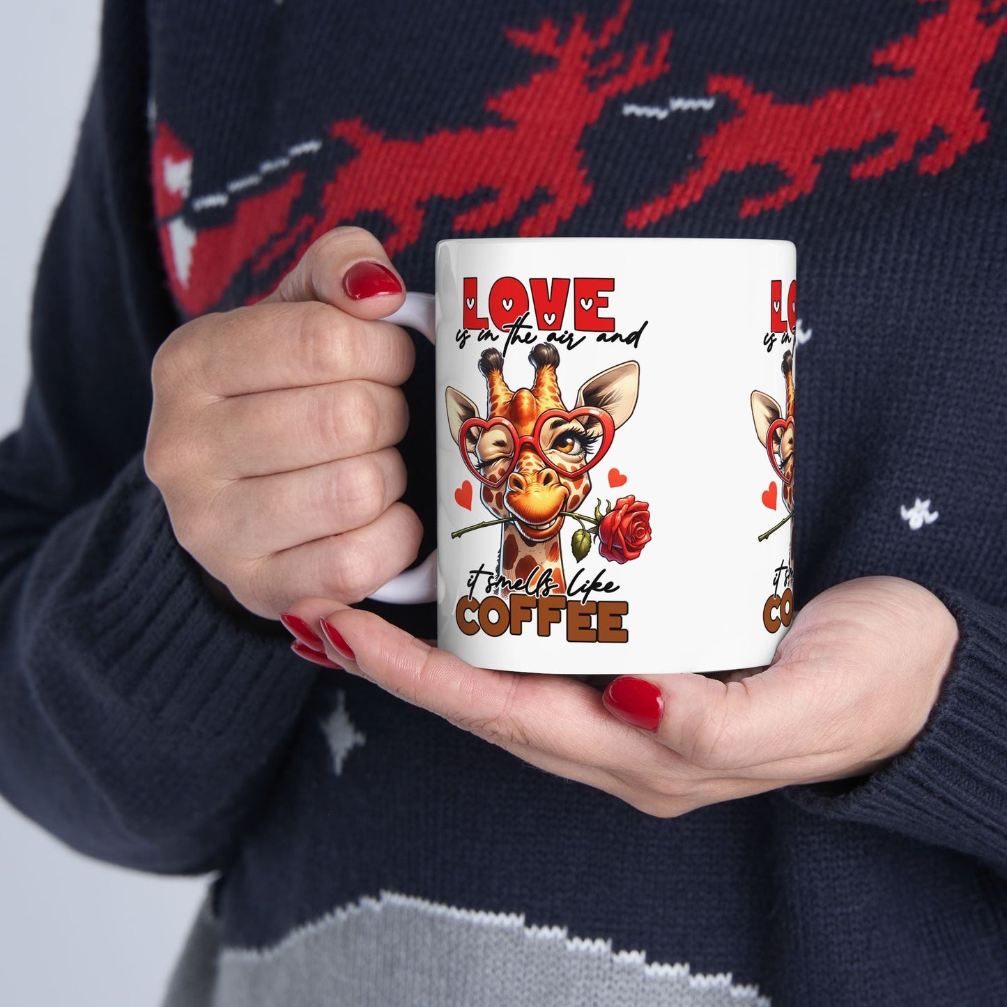 Love & Coffee Ceramic Mug - Cute Giraffe Design, 11oz/15oz | Purrfect Pet Haven