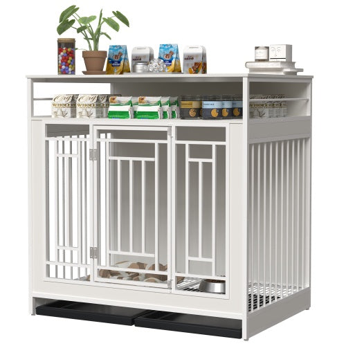 Large 43.3 Inch Wooden Dog Kennel Furniture with Divider