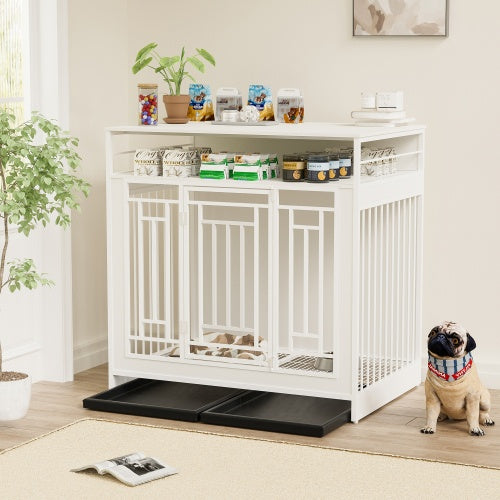 Large 43.3 Inch Wooden Dog Kennel Furniture with Divider