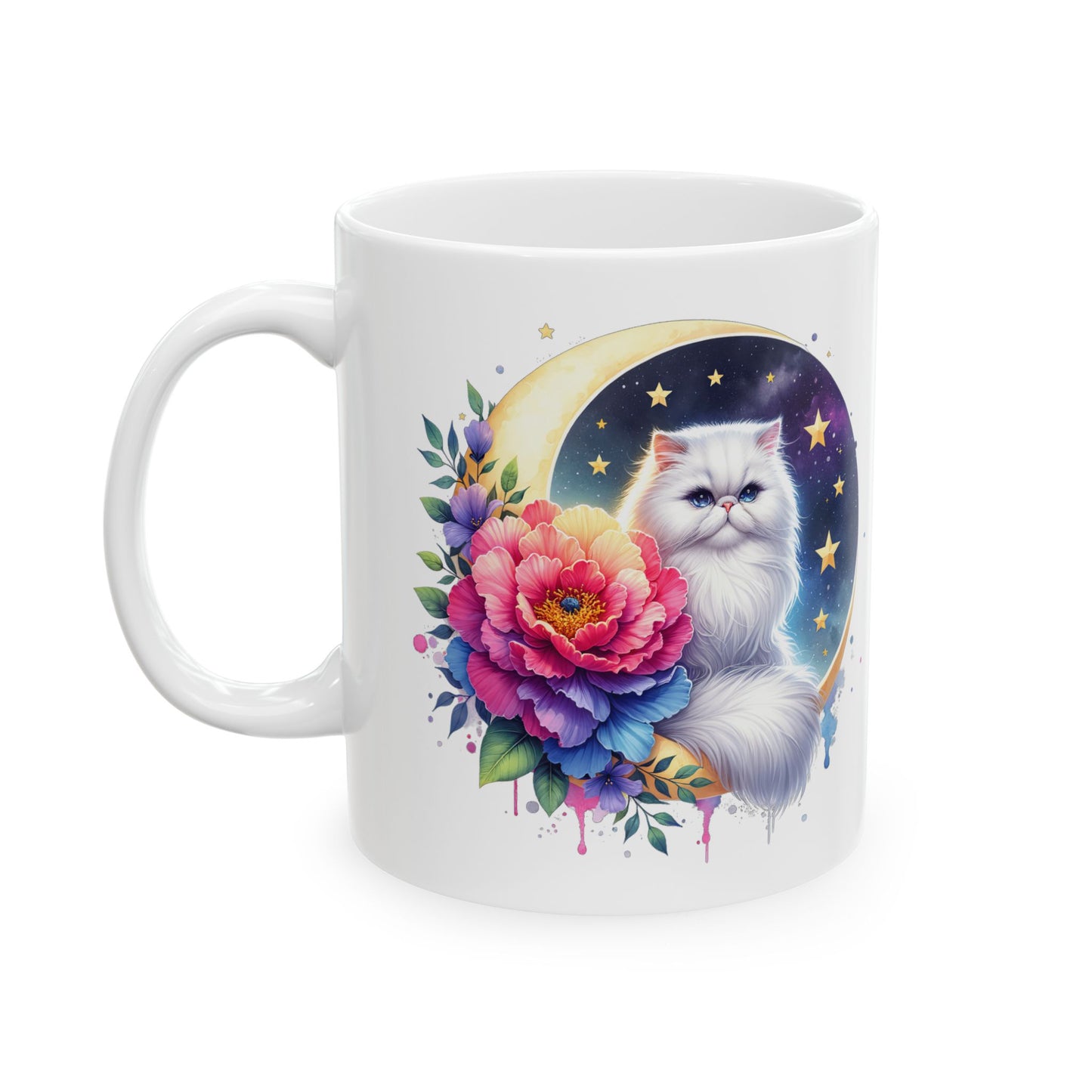 Whimsical Floral Cat Ceramic Mug - 11oz & 15oz