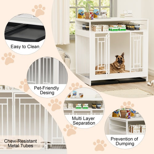 Large 43.3 Inch Wooden Dog Kennel Furniture with Divider