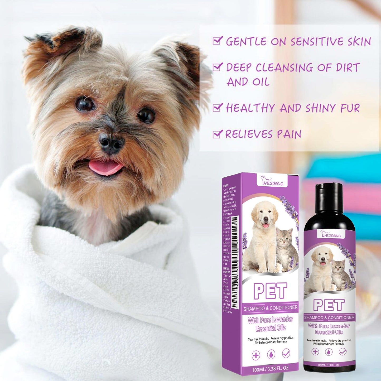 Pet Shampoo & Conditioner with Pure Lavender Essential Oils