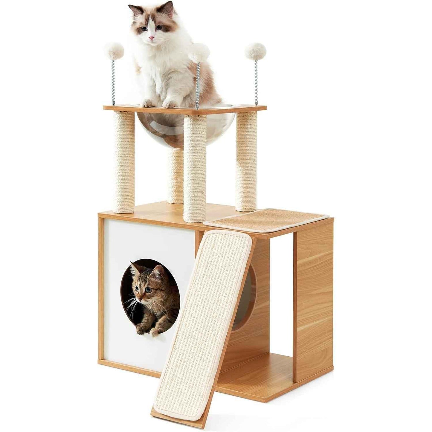 Wooden Cat Tree Tower - Multi-Level with Capsule - Purrfect Pet Haven