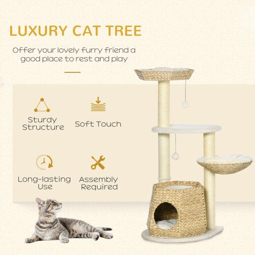 47 Inch Cat Tree Activity Center - Natural