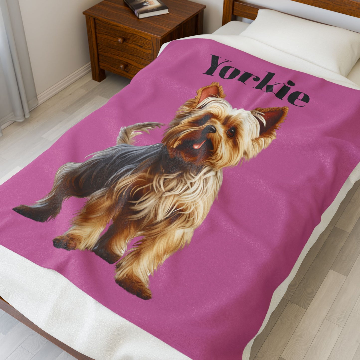 Yorkie Plush Blanket - Soft Velveteen Throw for Dog Lovers