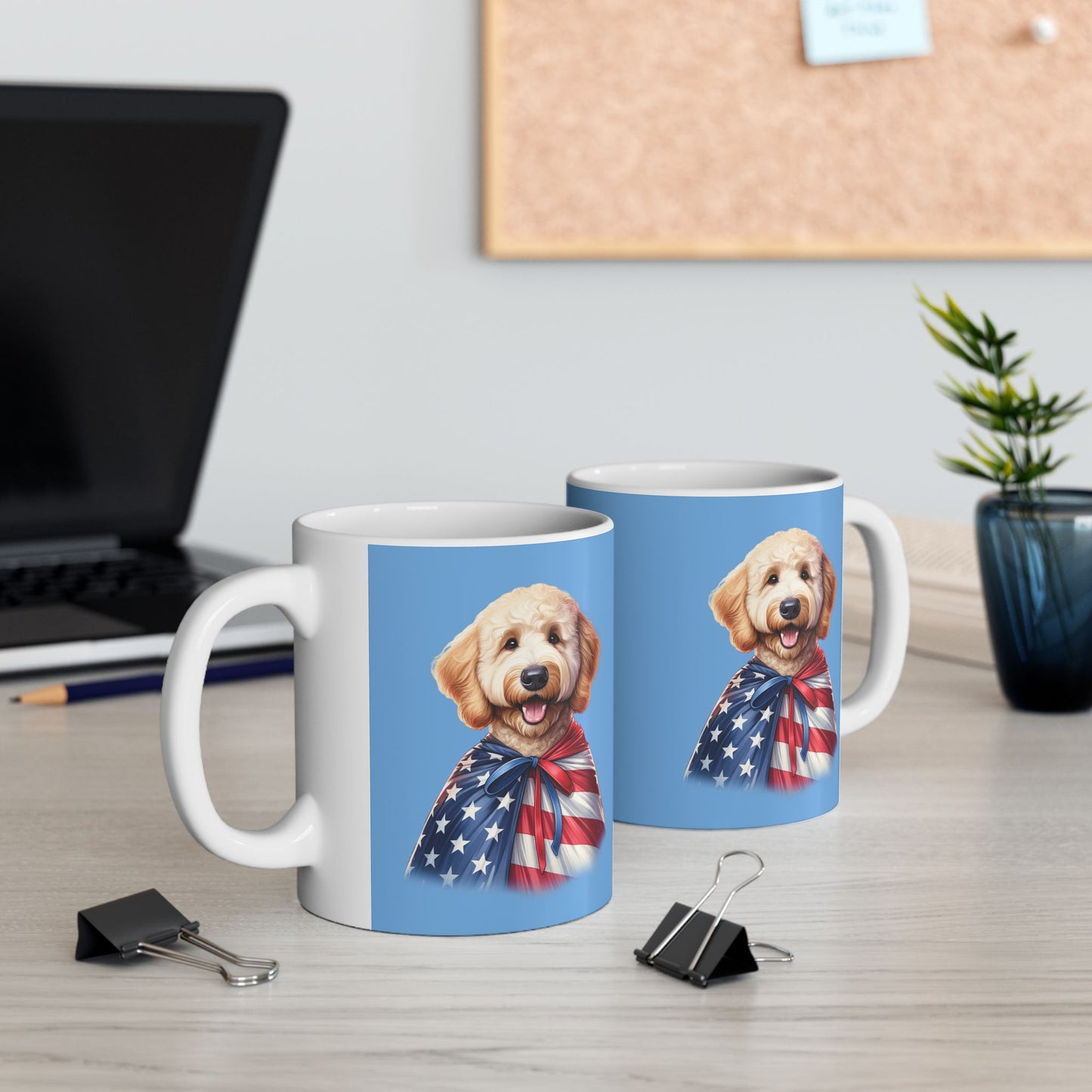 Patriotic Goldendoodle Dog Ceramic Mug - 11oz & 15oz