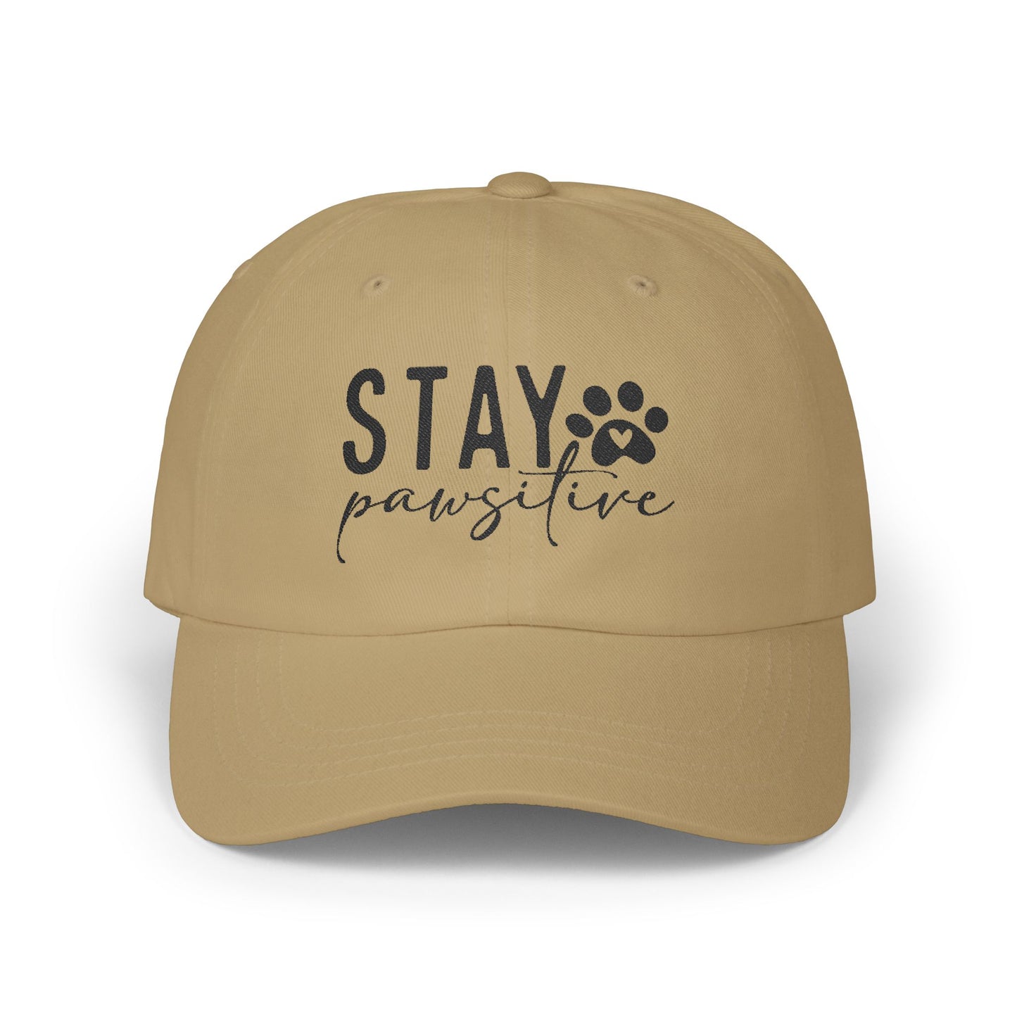 Stay Pawsitive Embroidered Dad Cap - Inspirational Pet Lover Baseball Hat