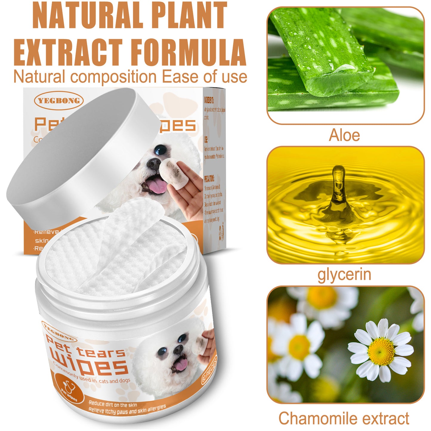 Dogs And Cats Remove Tear Stains, Clean The Eyes, Wipe Eye Droppings, And Remove Eye Dirt With Cotton Pads