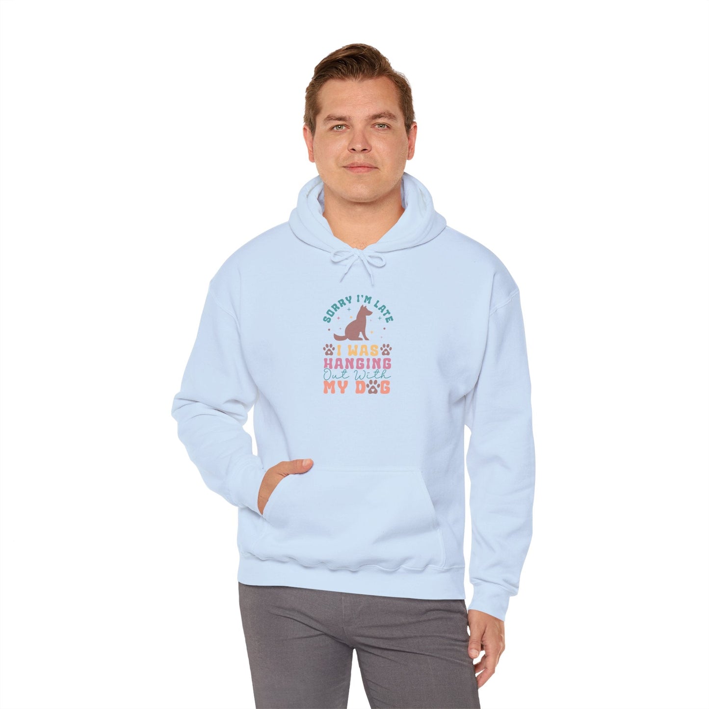 Funny Dog Lover Sweatshirt - "Sorry I'm Late, I Was Hanging Out With My Dog" - Unisex Heavy Blend™ Hoodie | Purrfect Pet Haven
