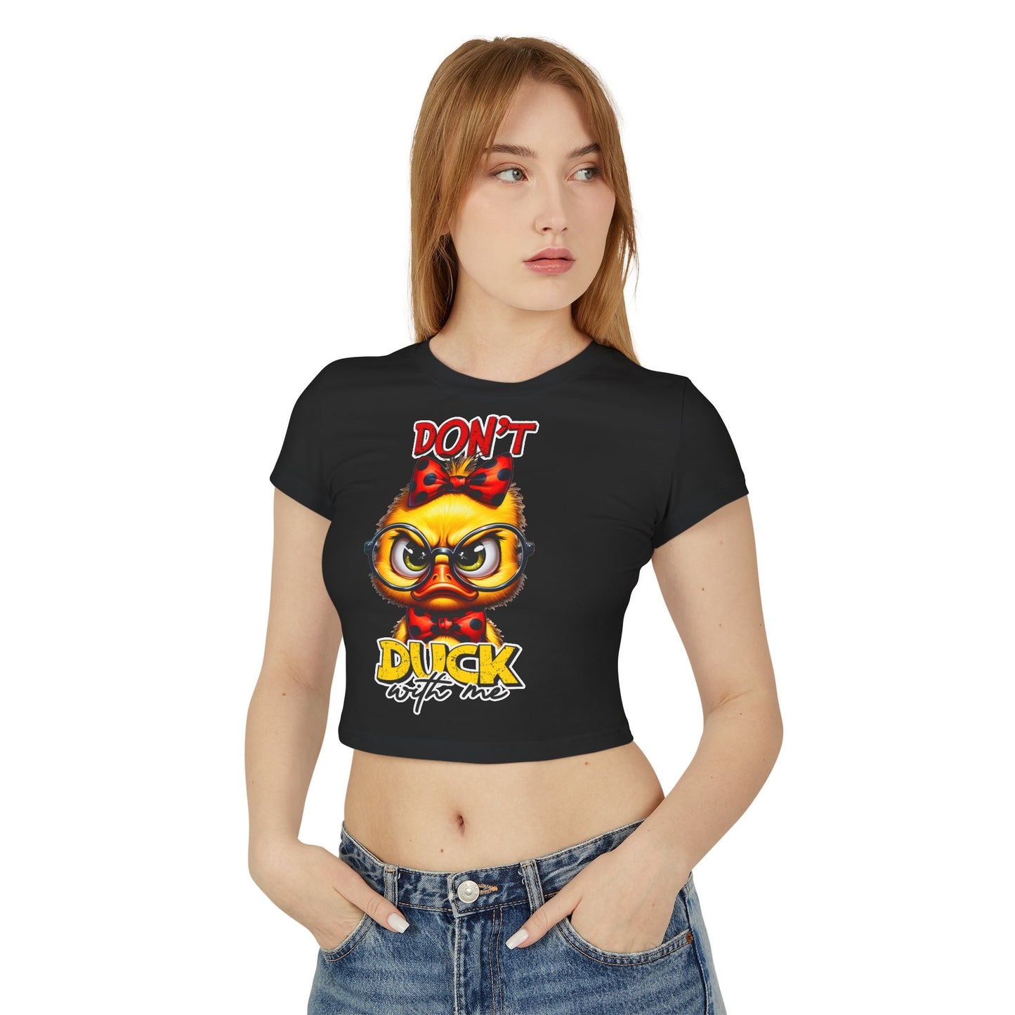 Funny Duck Graphic Women's Baby Tee - Don't Duck with Me | Purrfect Pet Haven