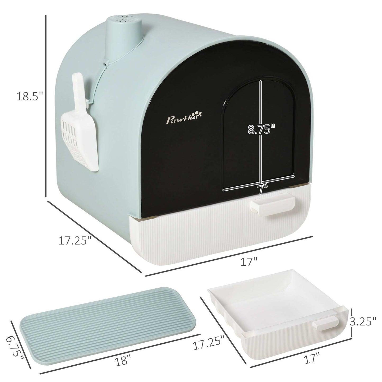 Cat Litter Box With Lid, Indoor Cat With Tray, Spoon, Strainer - Purrfect Pet Haven