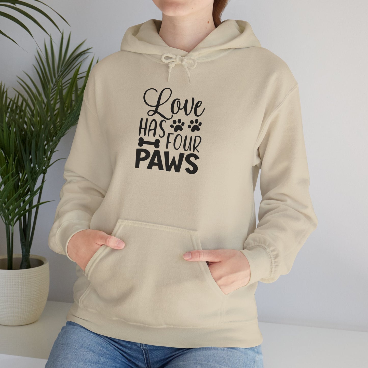 Love Has Four Paws Hoodie – Cozy Unisex Sweatshirt for Pet Lovers | Purrfect Pet Haven