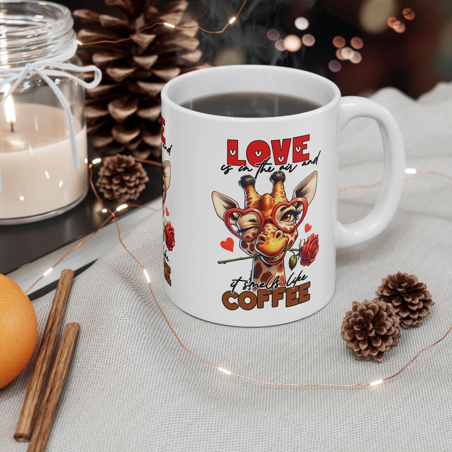 Love & Coffee Ceramic Mug - Cute Giraffe Design, 11oz/15oz | Purrfect Pet Haven