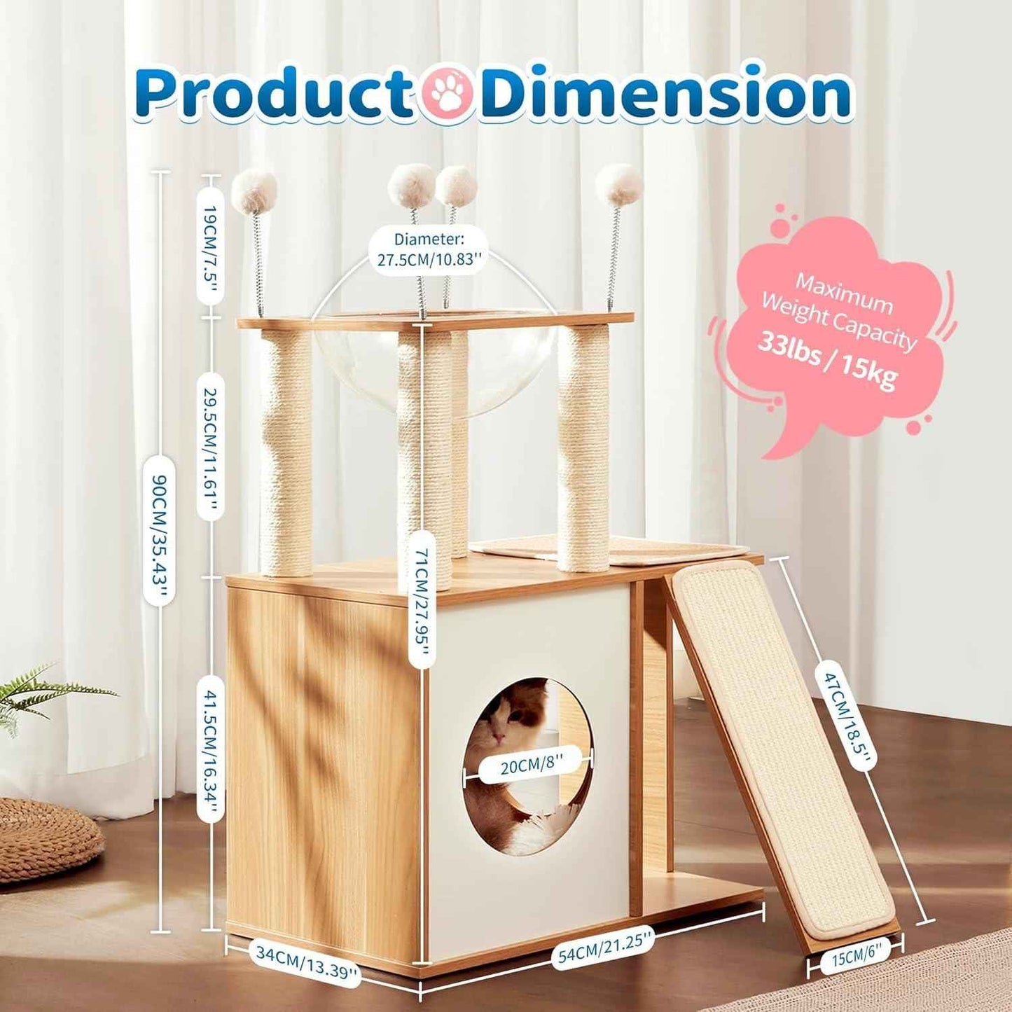 Wooden Cat Tree Tower - Multi-Level with Capsule - Purrfect Pet Haven