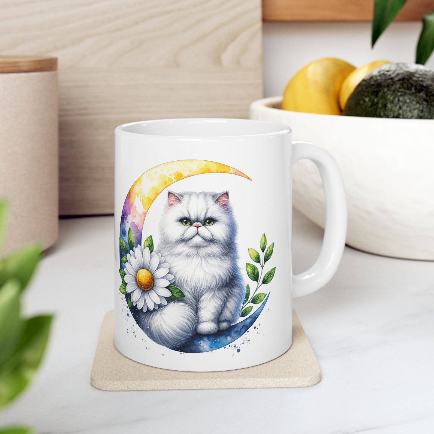 Whimsical Floral Cat Ceramic Mug - 11oz & 15oz