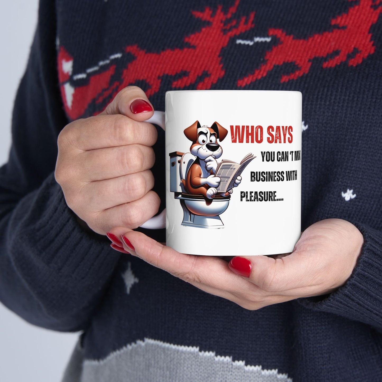 Funny Ceramic Mug – 'Who Says You Can’t Mix Business With Pleasure?' - Perfect Gift for Dog Lovers | Purrfect Pet Haven