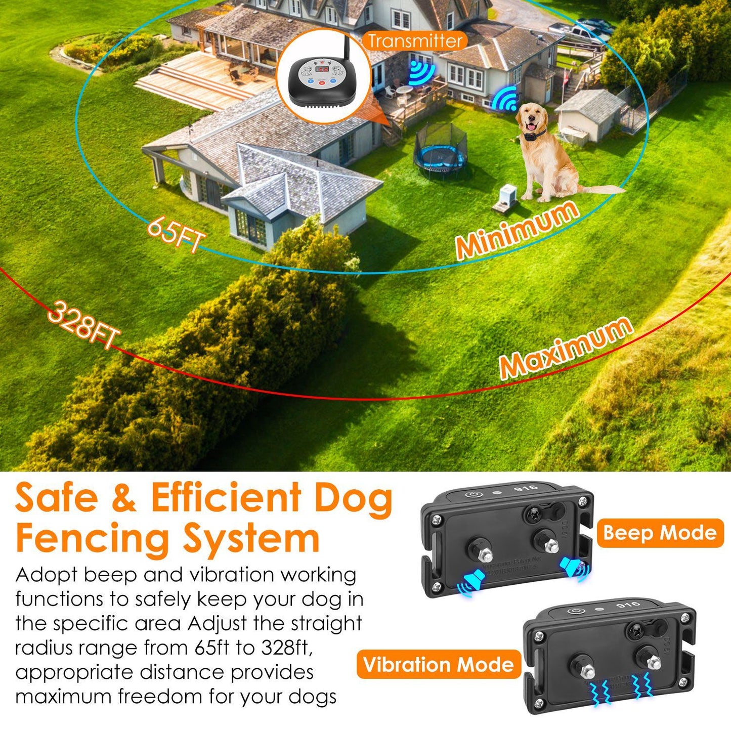 Wireless Dog Fence System - 328FT GPS