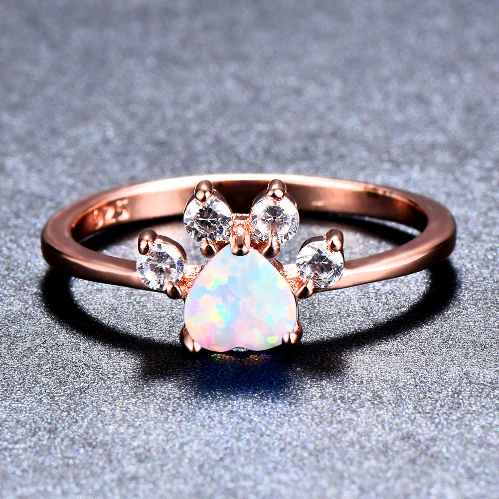 Cute Rhinestone Cat-claw Shaped Fashion Personality Ring - Women's Jewelry