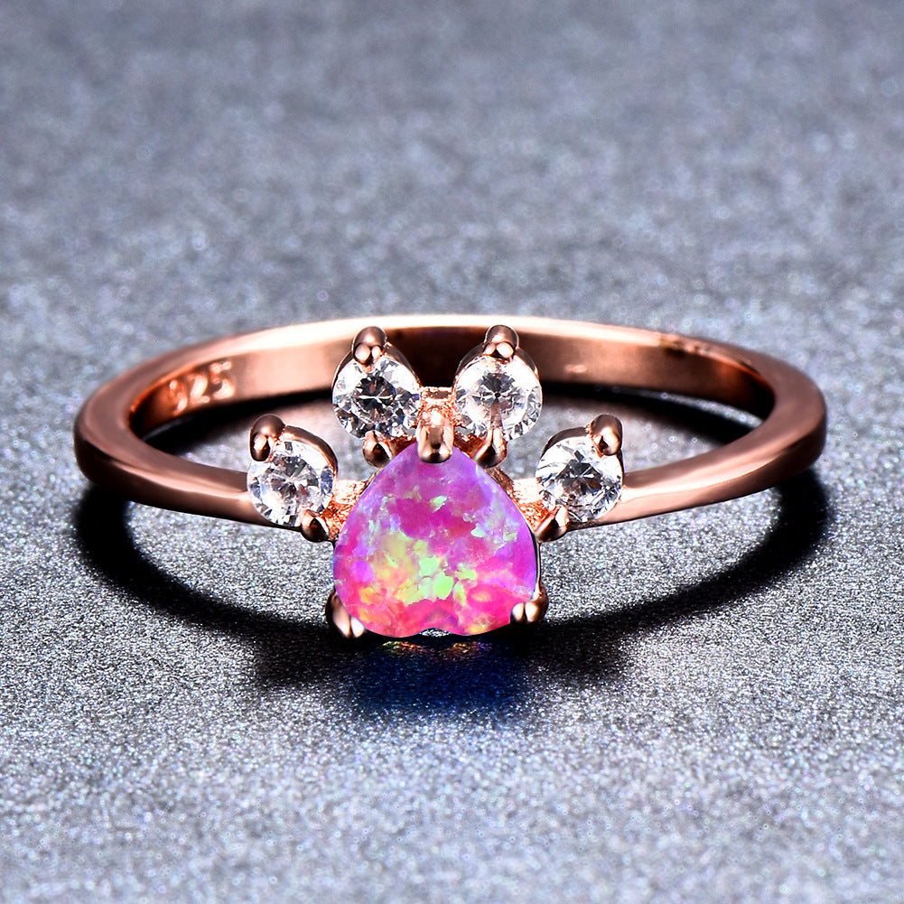 Cute Rhinestone Cat-claw Shaped Fashion Personality Ring - Women's Jewelry