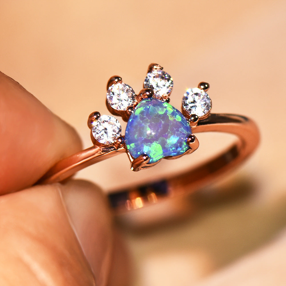 Cute Rhinestone Cat-claw Shaped Fashion Personality Ring - Women's Jewelry