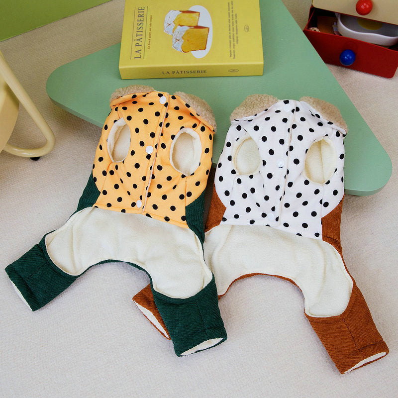 Two plush toy sandwiches with polka dot patterns on a light surface.