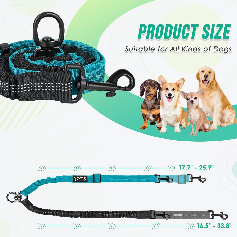 Shock Absorbing Retractable Leash for Two Dogs - Maintain Control