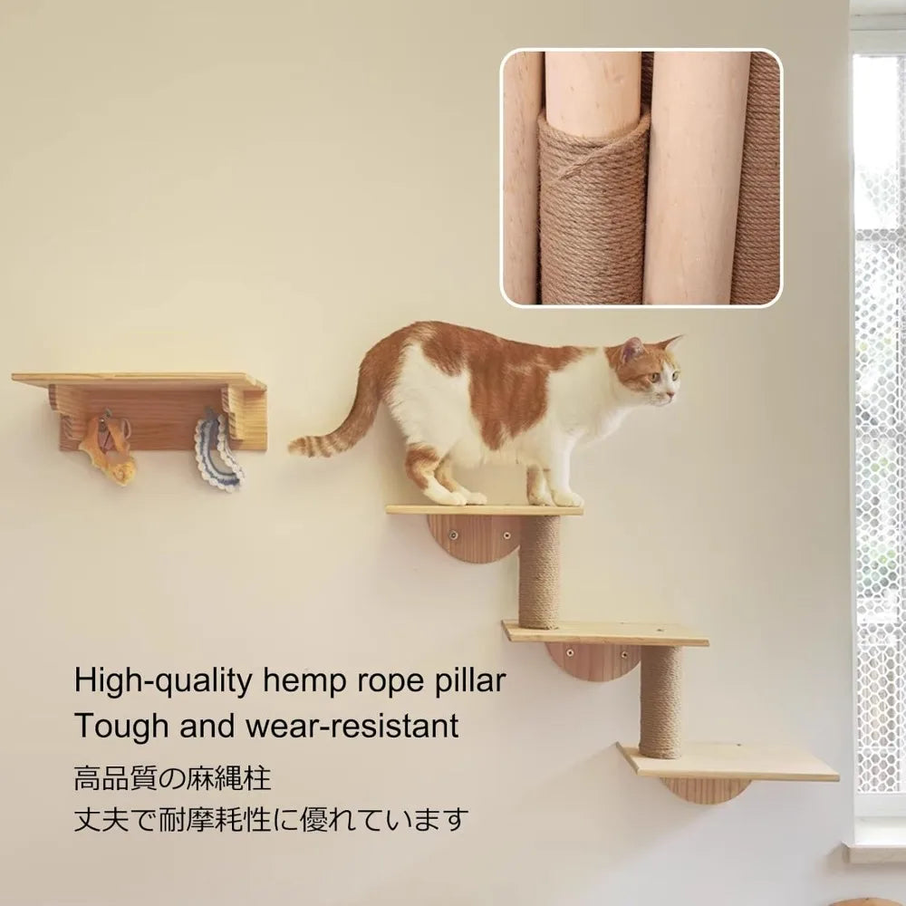 Masterpiece Wall Mounted Cat Furniture Cat Climber with Kitty House - Save Space Thickened Board for Sleeping Playing