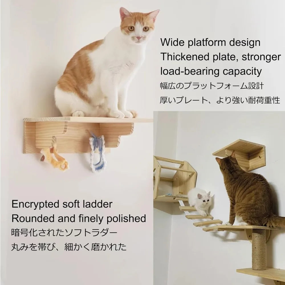 Masterpiece Wall Mounted Cat Furniture Cat Climber with Kitty House - Save Space Thickened Board for Sleeping Playing