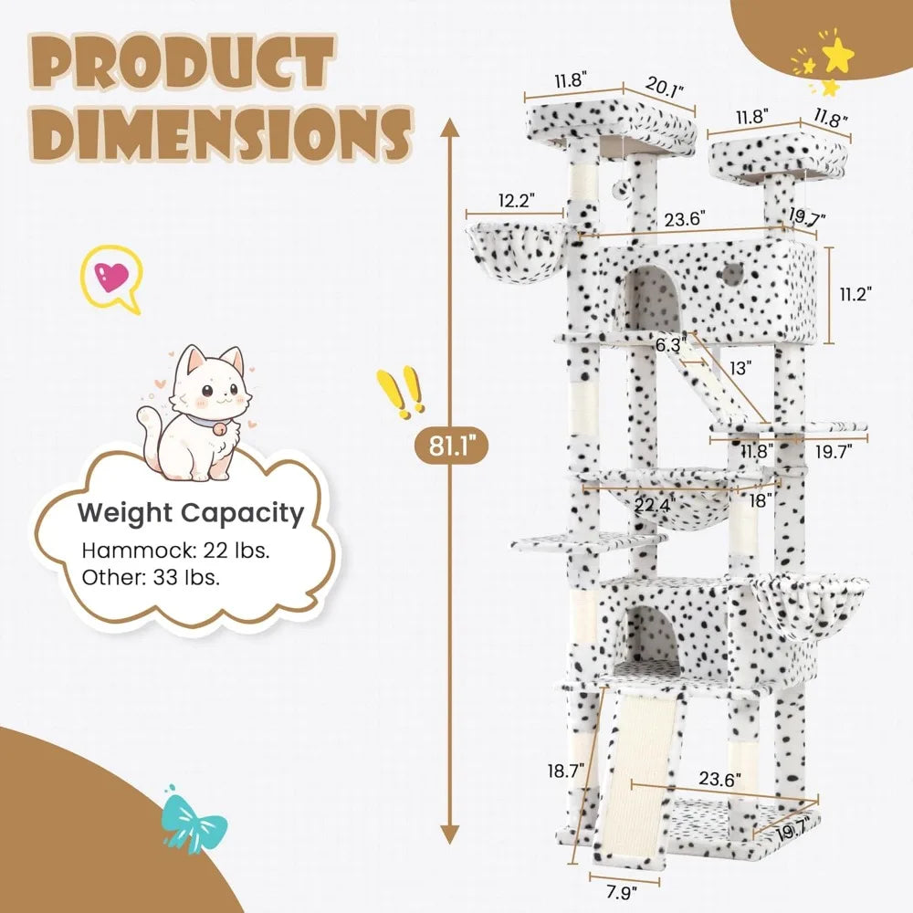 81 Inch Tall Cat Tree Tower - Multi-Level