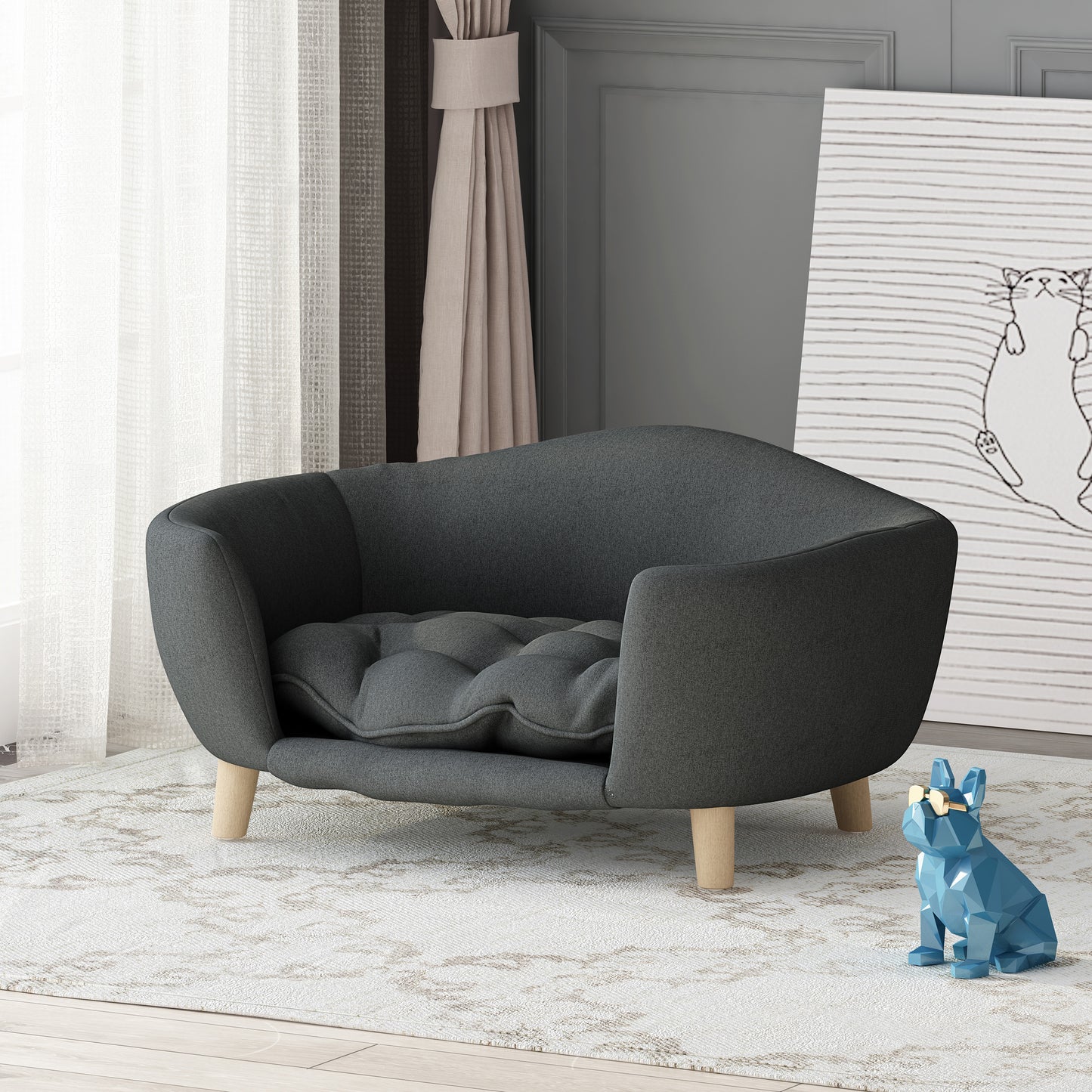 Luxurious Modern Dog Couch - Birch Wood