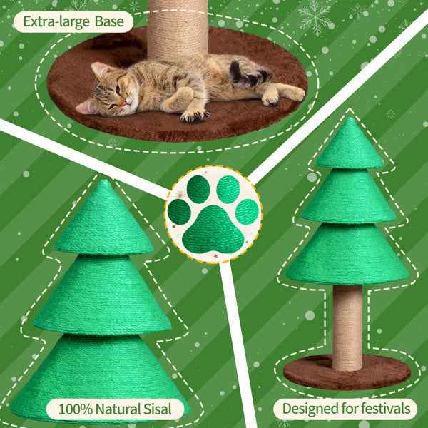 Christmas Tree Cat Scratcher - 31.5" Sisal Scratching Post