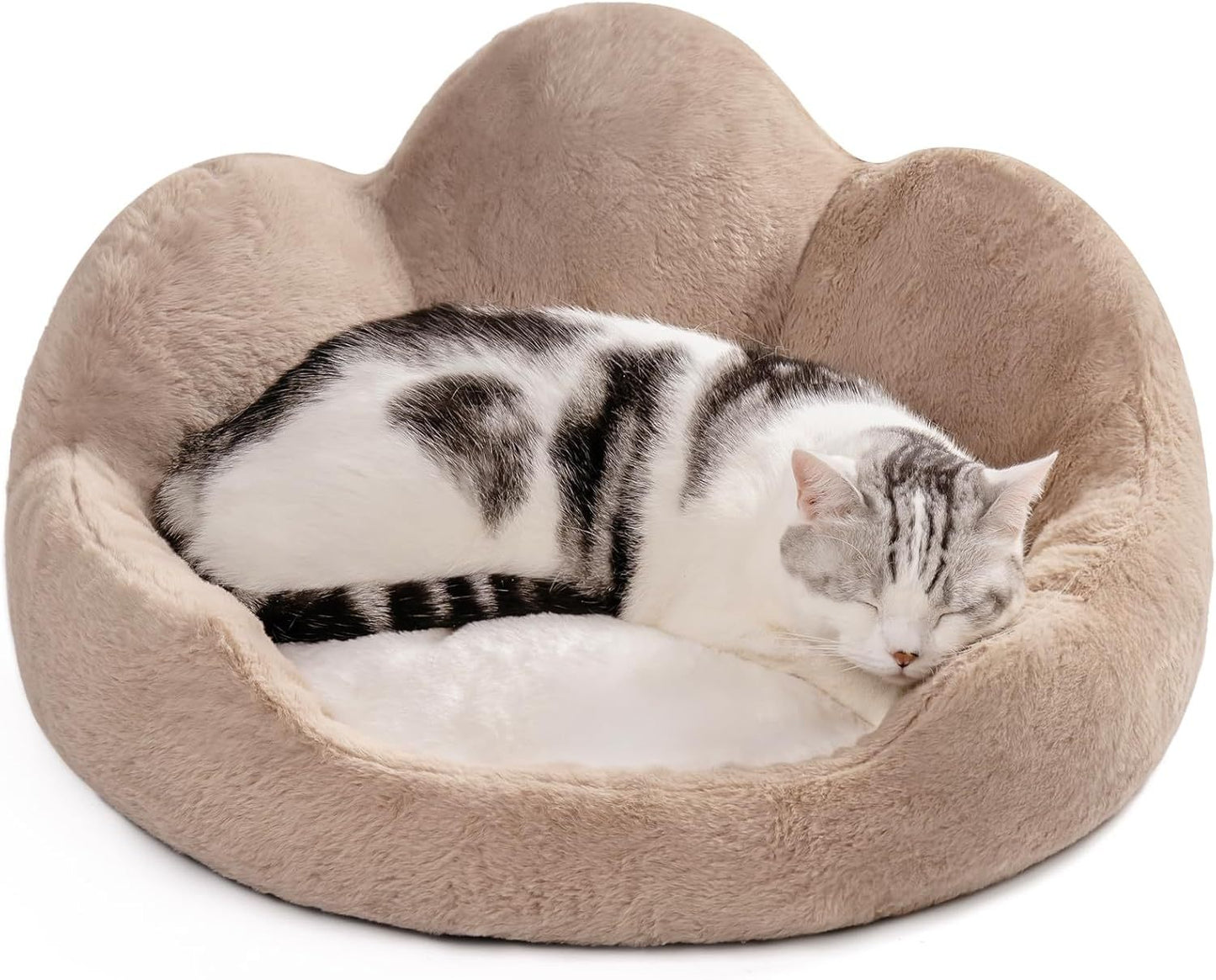 Cozy Khaki Flower Pet Bed - Washable