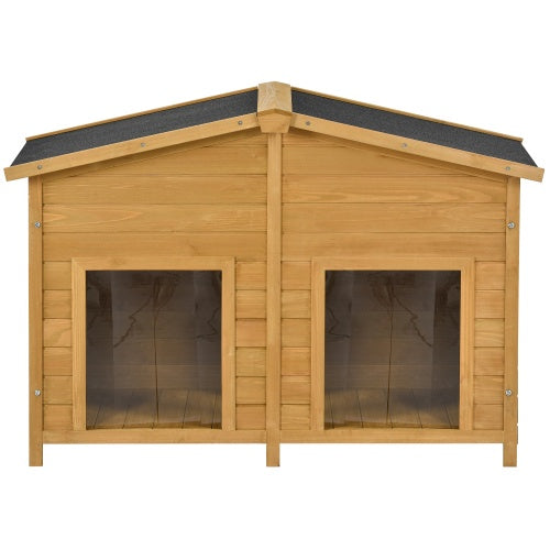 Large Wooden Dog House with Porch - Outdoor Hut Style Kennel
