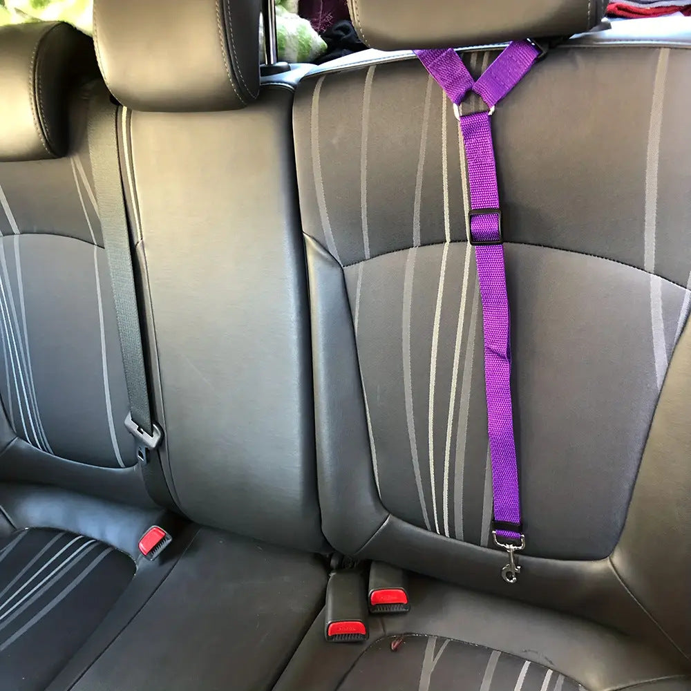 Adjustable Harness Solid Two-in-one Car BackSeat Pet Safety Belt Lead Leash