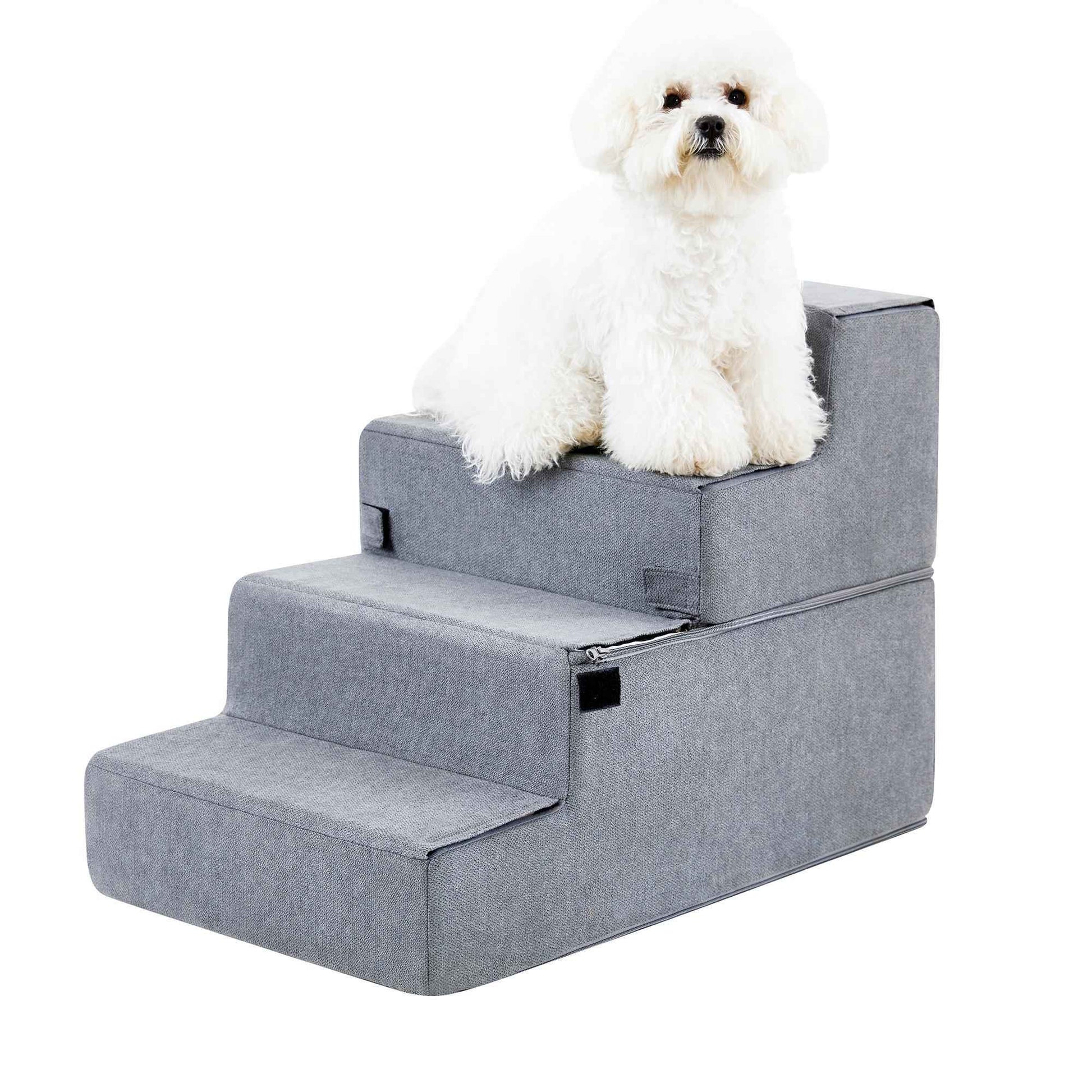 Dog Steps for High Beds - 4-Step Foam Pet Stairs - Purrfect Pet Haven