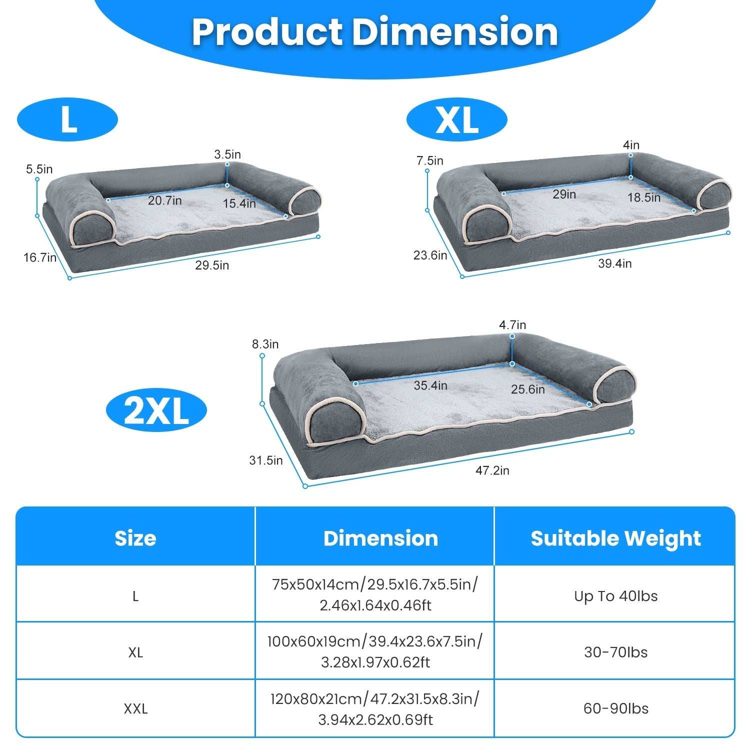 Luxury Dog Bed Sofa - Washable Cover & Memory Foam - Purrfect Pet Haven
