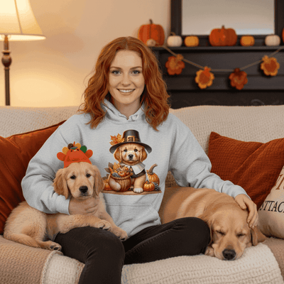 Golden Retriever Thanksgiving Hoodie - Puppy Turkey Hat Sweatshirt - Purrfect Pet Haven