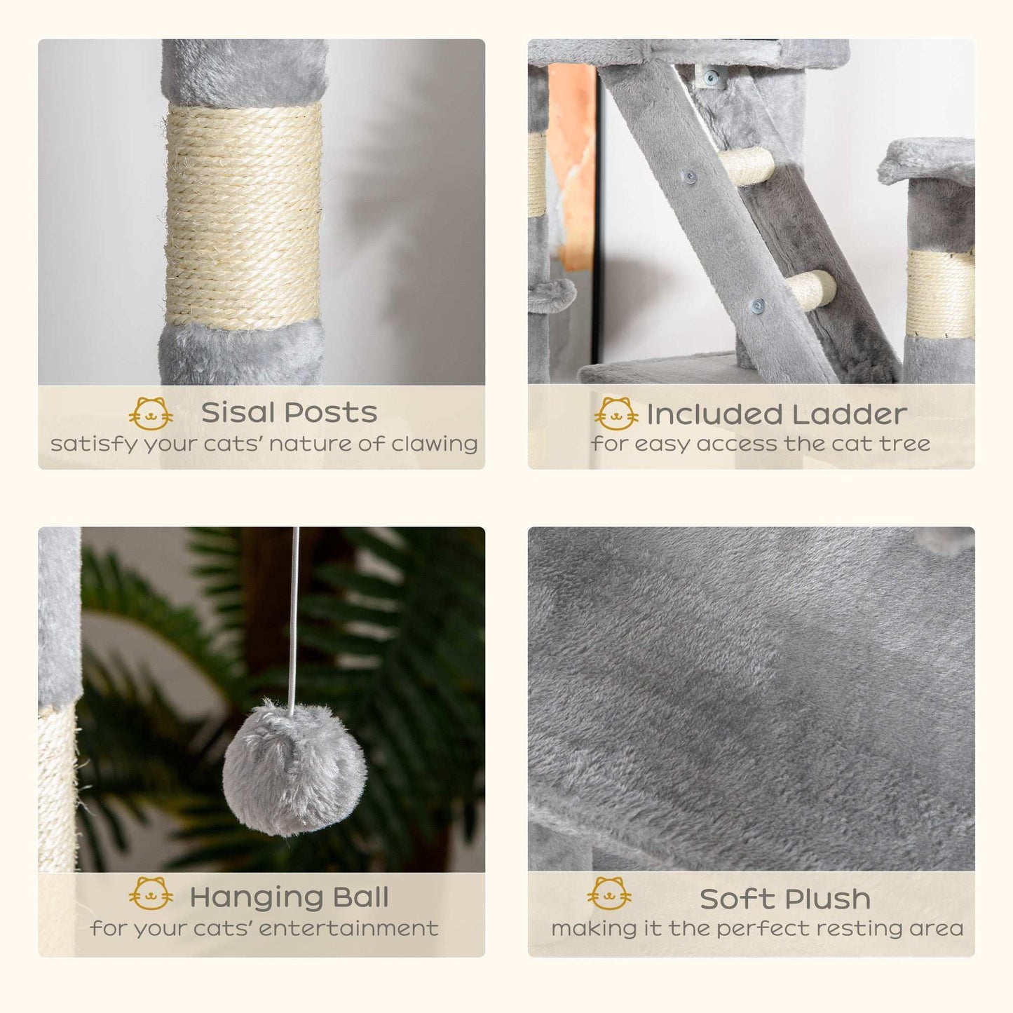 Floor Standing Cat Tree - Height Adjustable Tower - Purrfect Pet Haven