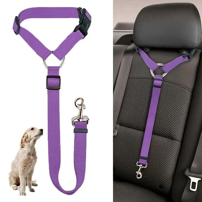 Adjustable Harness Solid Two-in-one Car BackSeat Pet Safety Belt Lead Leash