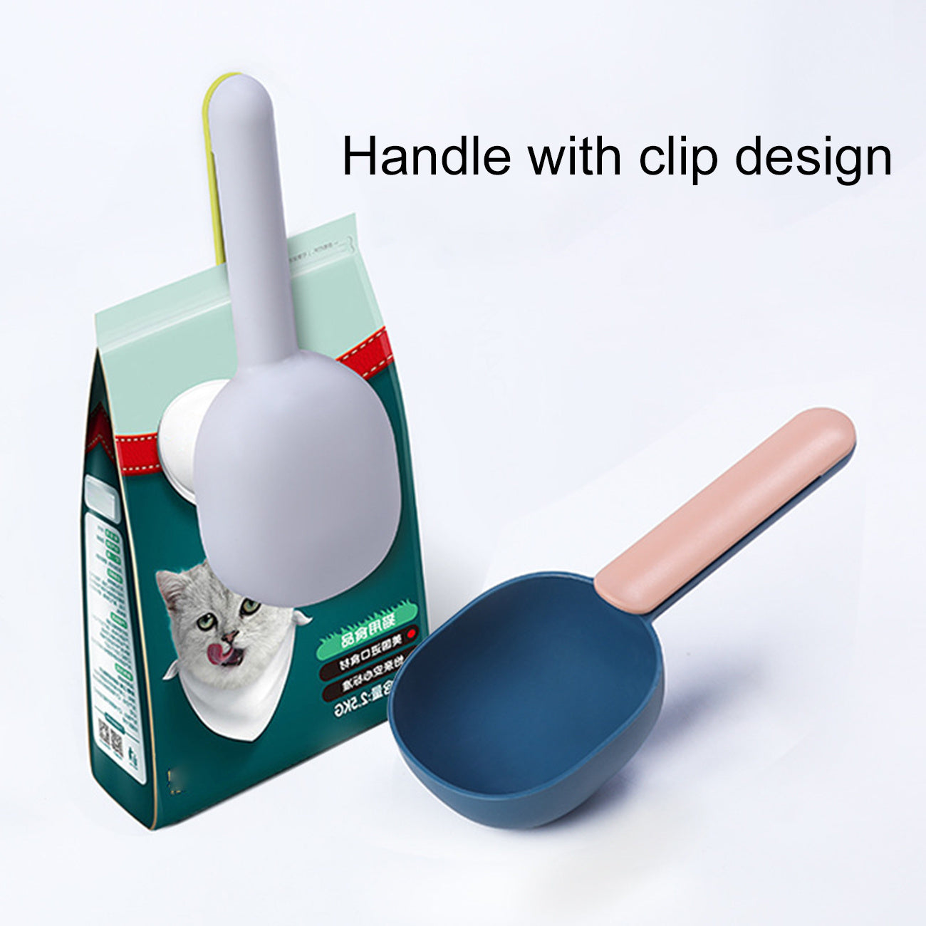 1-Cup Pet Food Scoop with Bag Clip - Ergonomic Long Handle Measuring Cup