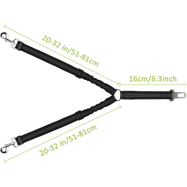 Double-ended Traction Rope Pet Car Seat Belt - Secure Two Pets